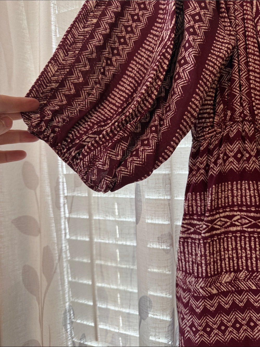 Sleeper Women's Burgundy Patterned Peasant Dress - Picture 4 of 5